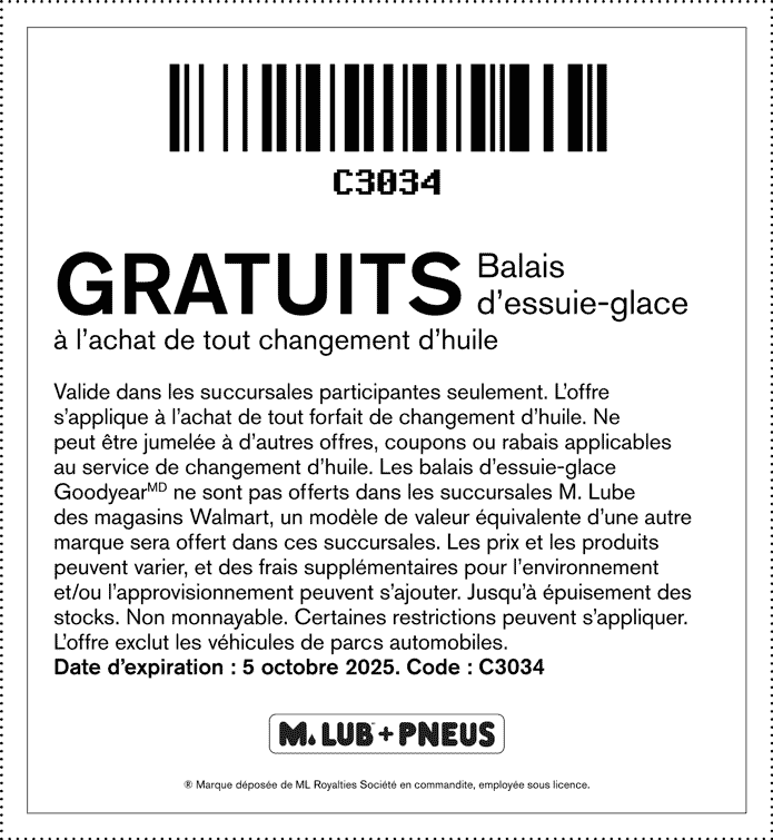 Coupon dessuie-glace