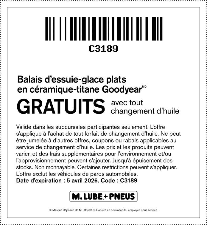 Coupon dessuie-glace